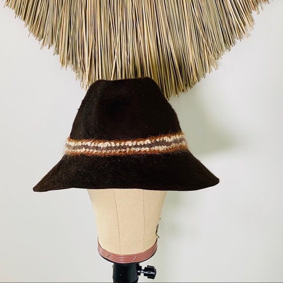 Vintage Brown 100% Rabbit Fedora W Braided Wool Accent Tie By Lord & Taylor - Picture 8 of 14